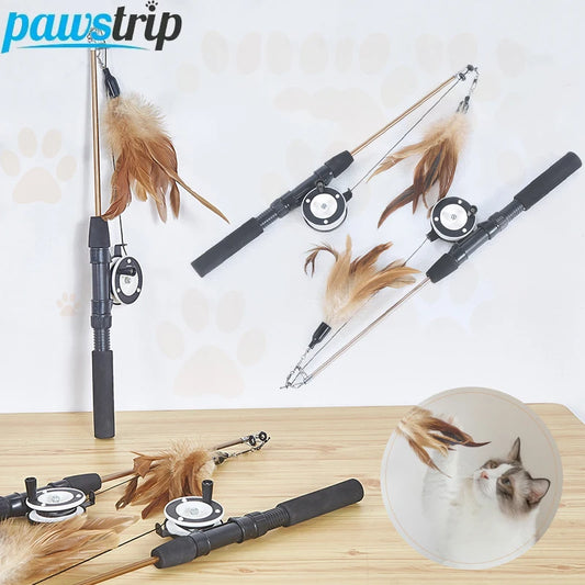 Retractable Cat Teaser Wand Toy Telescopic Cat Stick Toys Funny Interactive Kitten Feather Toy Pet Boredom Relief Toys