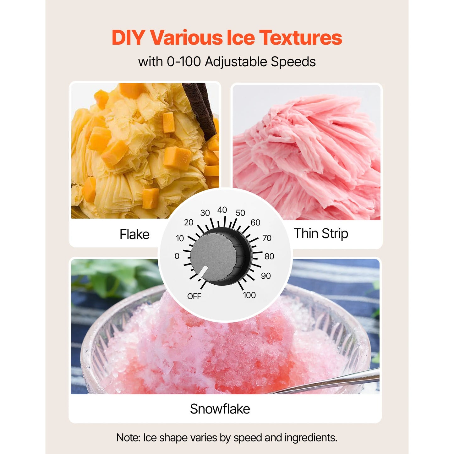 SucceBuy 40-80kg per 24H Snowflake Ice Machine Ice-Shaver Machine w/ Steel Blade Electric Snow Cone Maker 90S Fast Pre-Cooling