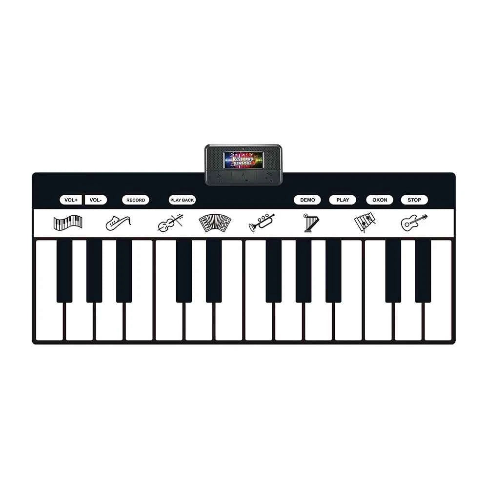 180x72cm Musical Piano Mat for Kids - Electronic Black & White Keyboard Baby Play Mat Rug Early Educational Toy Gift