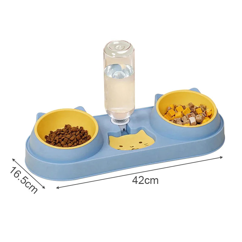 3 in 1 Pet Cat Feeder Pet Double Bowl for Cats Small Dogs Automatic Cat Water Dispenser Raised Kitten Food Bowl Cat Accessories