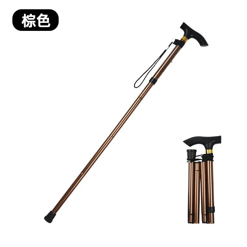 Foldable Walking Stick Lightweight 4-Section Hiking Crutches Non-Slip Telescopic Aluminum Baton For Trekking Hiking Travel