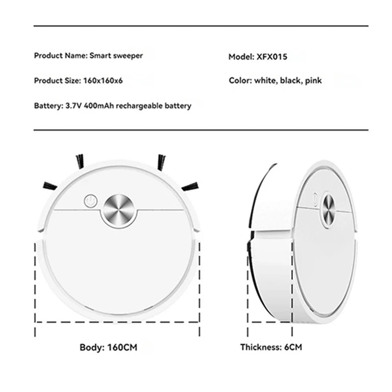 Smart 4000Pa 3-in-1 Robot Vacuum Cleaner for Hard Floors and Carpets, Ideal for Pet Hair Removal