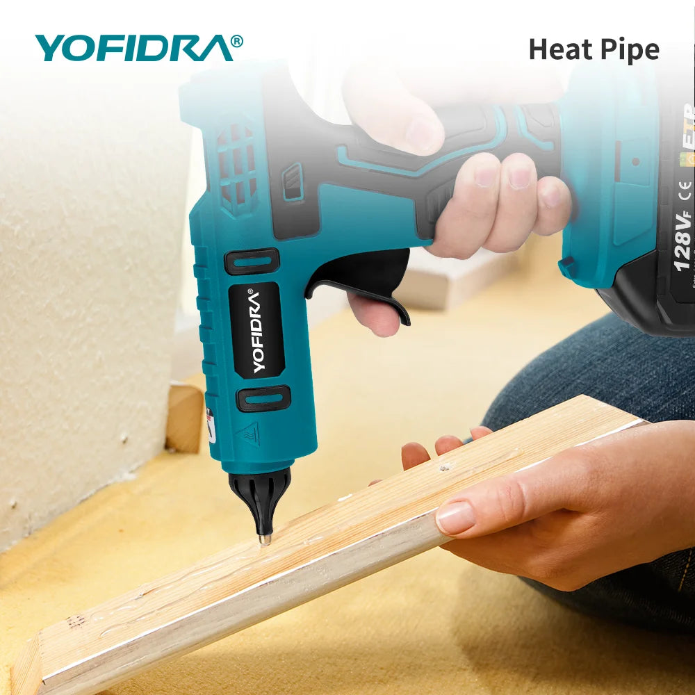Pistolet à colle chaude YOFIDRA 100W 260° Outil électrique de réparation avec 10 bâtons de colle de 11 mm pour batterie Makita