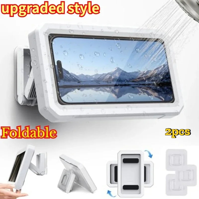 Self-adhesive Anti-fog Waterproof Shower Phone Holder Universal Touch Screen Draining Mobile Phone Protective Case for Bathroom