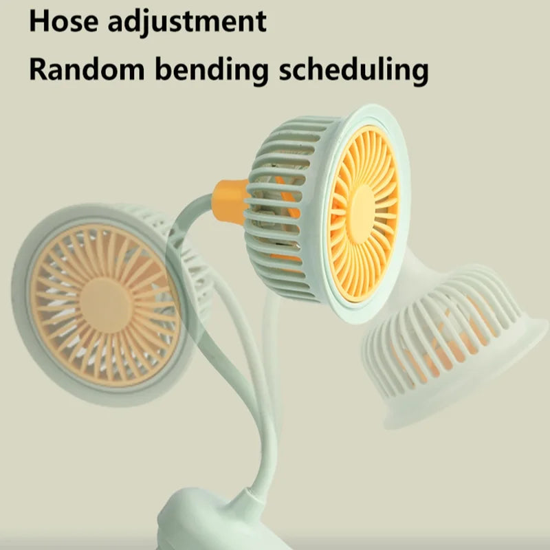 Lenovo USB oplaadbare clip-on kleine ventilator, 360° verstelbare mini-ventilator op batterijen, krachtige wind, flexibele nek, stille desktopventilator