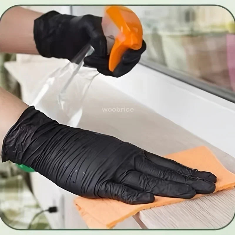 Disposable Gloves Black Nitrile Gloves Latex Versatile Waterproof Suitable for Kitchen Cleaning Dishwashing Cooking Automobile