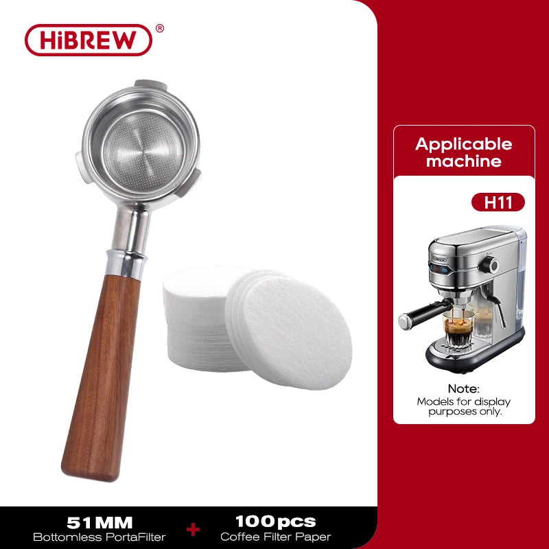 HiBREW Koffie Bottomless Portafilter 51MM 58MM Filterbakje Espressomachine Barista Tool H10A H10B H7A H10 Plus