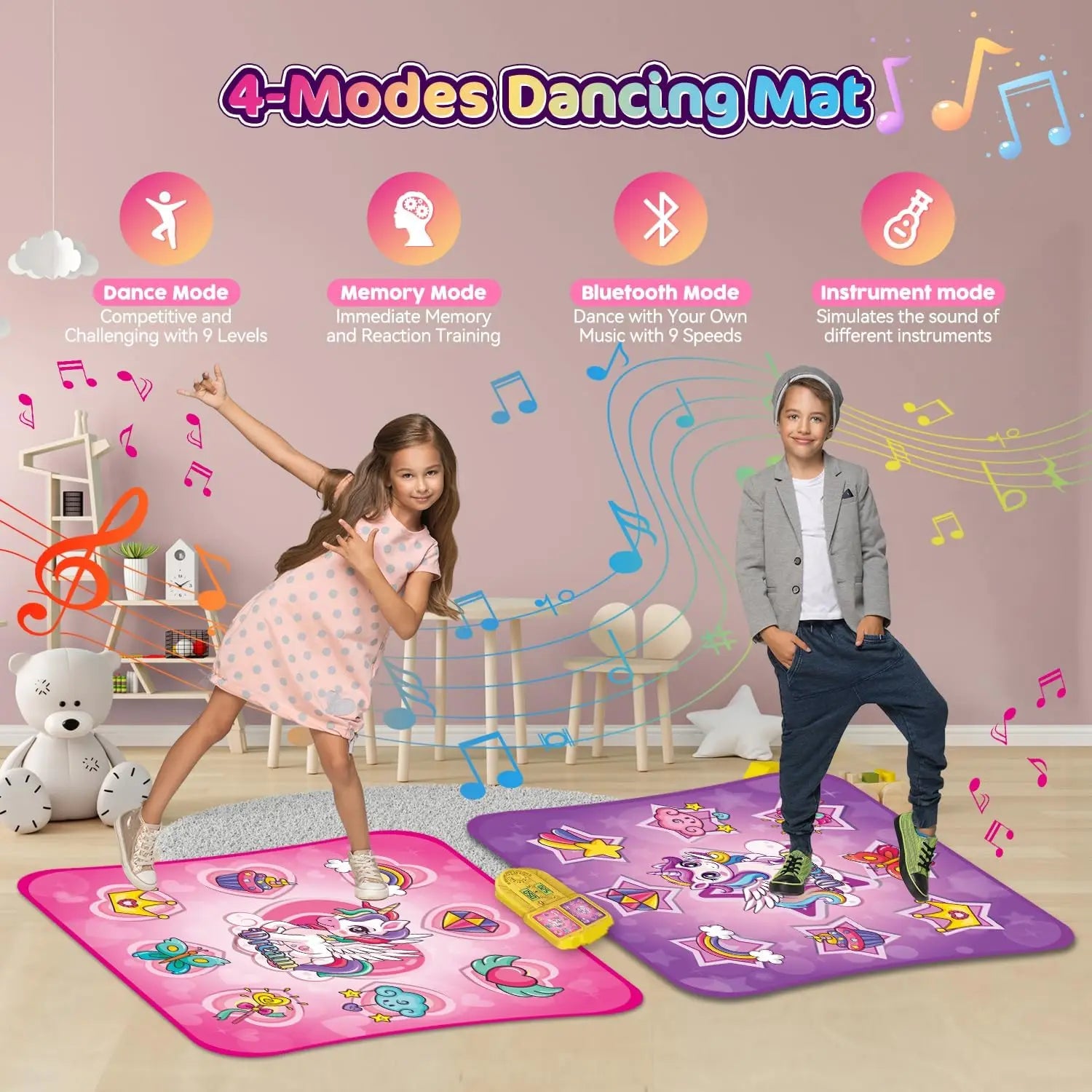 VATOS Unicorn Dance Mat - 9-Level Dancing Game for Kids, Perfect Indoor Outdoor Musical Play Mat and Christmas Gift for Girls Ages 3+ - Quality Shopping Centre