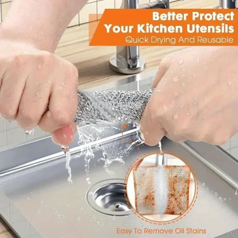 Cotton Kitchen Dishclothmetal Cleaning Cloth Home Cleaning Cloth Multifunctional Non-Scratch Wire Dishcloth Kitchen Supplies