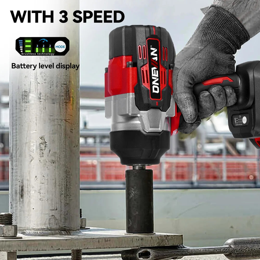 ONEVAN Borstelloze 2800 N.m Elektrische Slagmoersleutel 1/2 Inch 5 Versnellingen Snoerloze Sleutel Elektrisch Gereedschap voor Makita 18V Accu Pin
