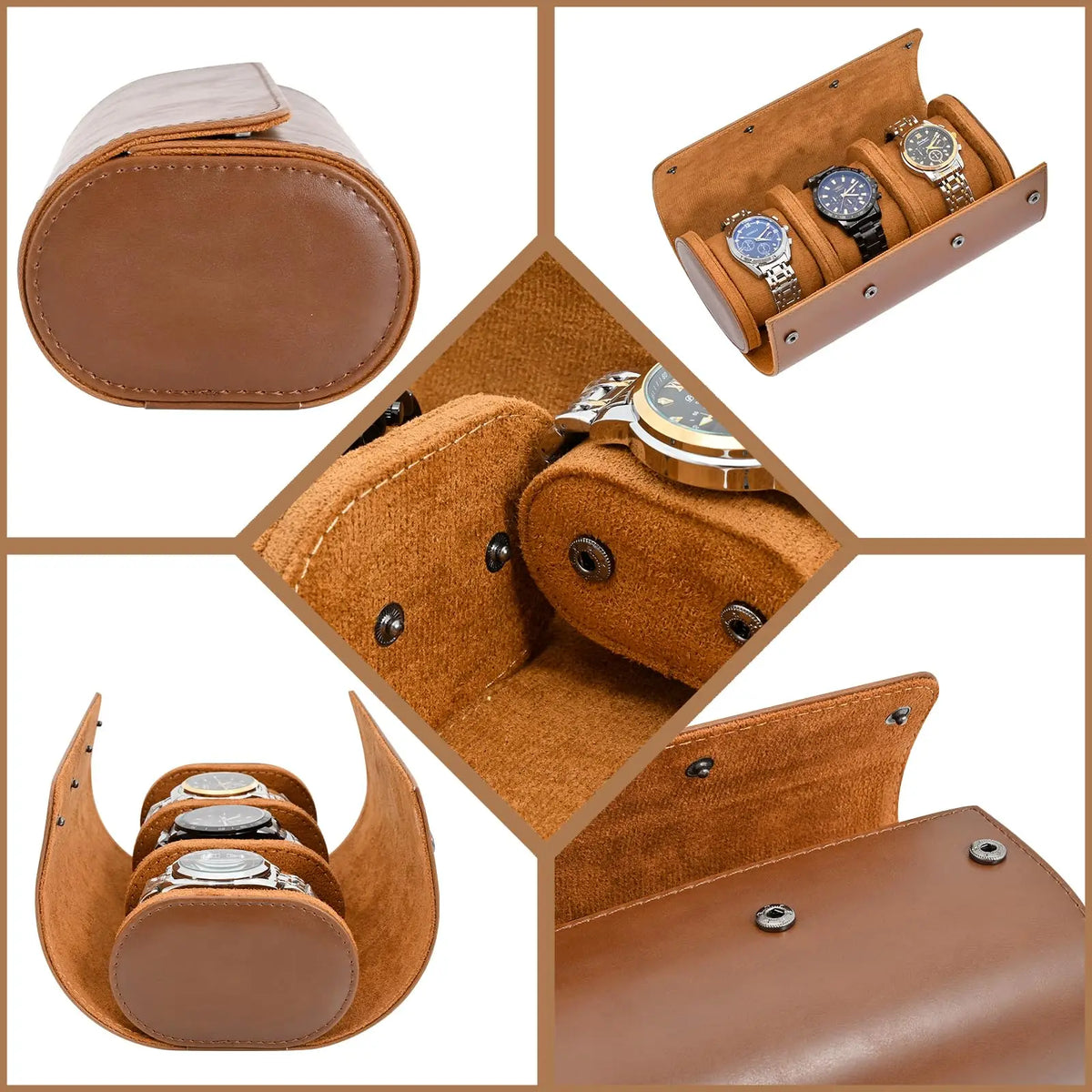 Watch Roll Travel Case-1/2/3 Slot Watch Storage and Organizer-Secure Storage with Innovative Removable Pillows & Solid Dividers