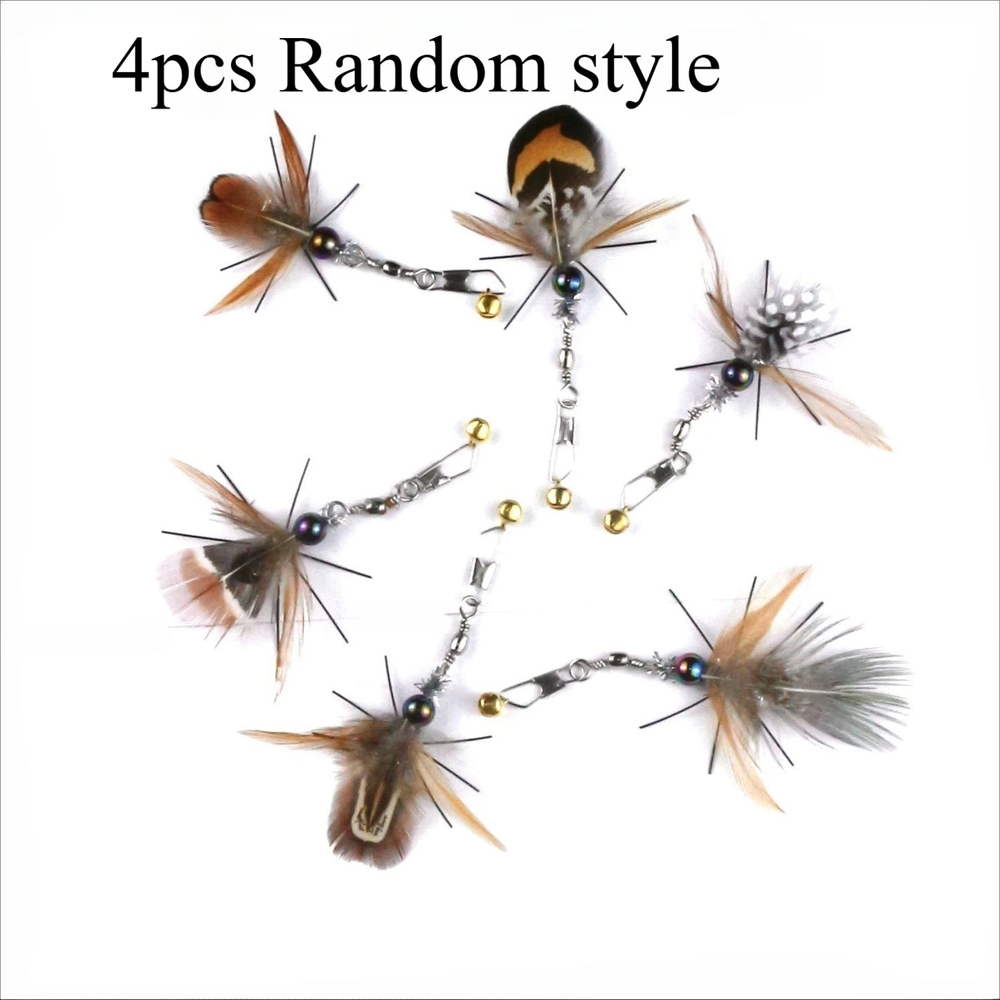 3pcs/4pcs Artificial Insect Cat Teaser Stick Accessories Brown Feather Replacement Head Kitten Pet Toy Wand