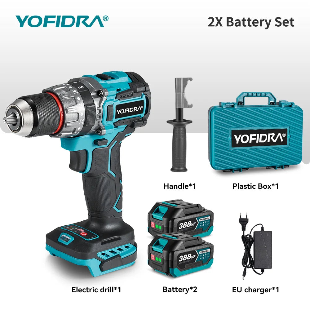 YOFIDRA 700N.M Borstelloze elektrische klopboormachine Accuschroevendraaier voor metaalplaten, grond en houtbewerking Elektrisch gereedschap geschikt voor Makita-accu's