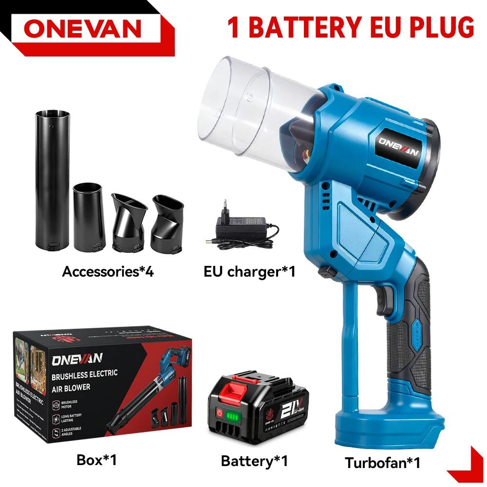Souffleur d'air électrique sans balais 2 en 1, ventilateur turbo 38000 tr/min, aspirateur de feuilles portatif pour batterie Makita 18V