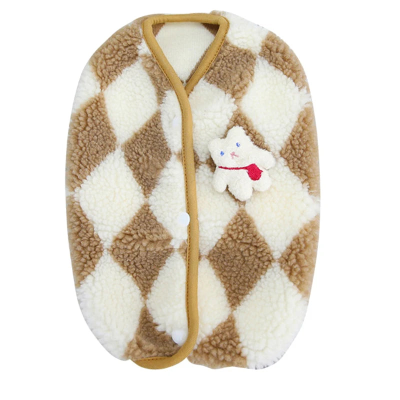 Dog Clothes  Plaid Fleece Pet Jacket for Small Dogs Winter Warm Puppy Coat Chihuahua Yorkshire Bichon Vest Costume Pet Supplies