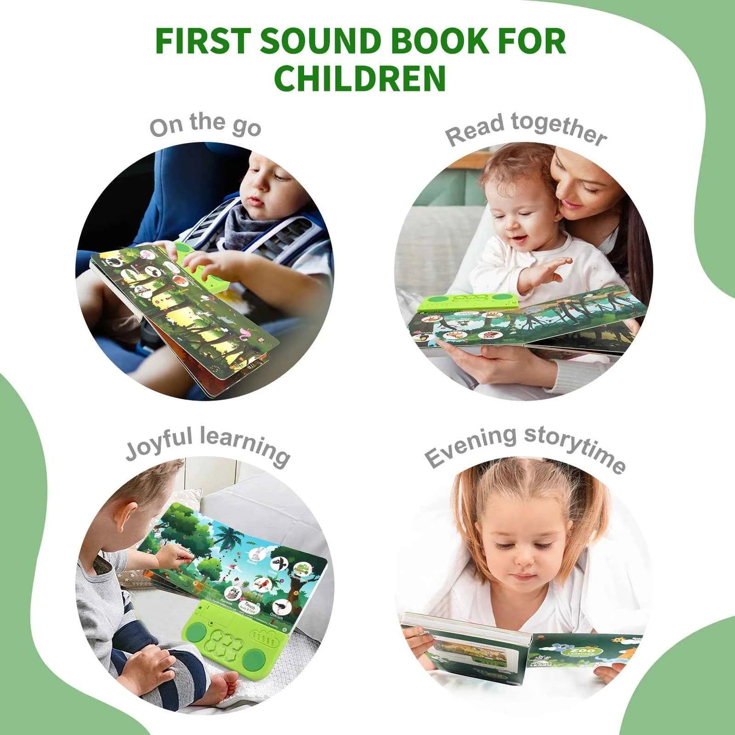Kids Interactive Audio Books with Melody & Lights - Educational Pre-school Toys with Drum Sounds and Animal Themes