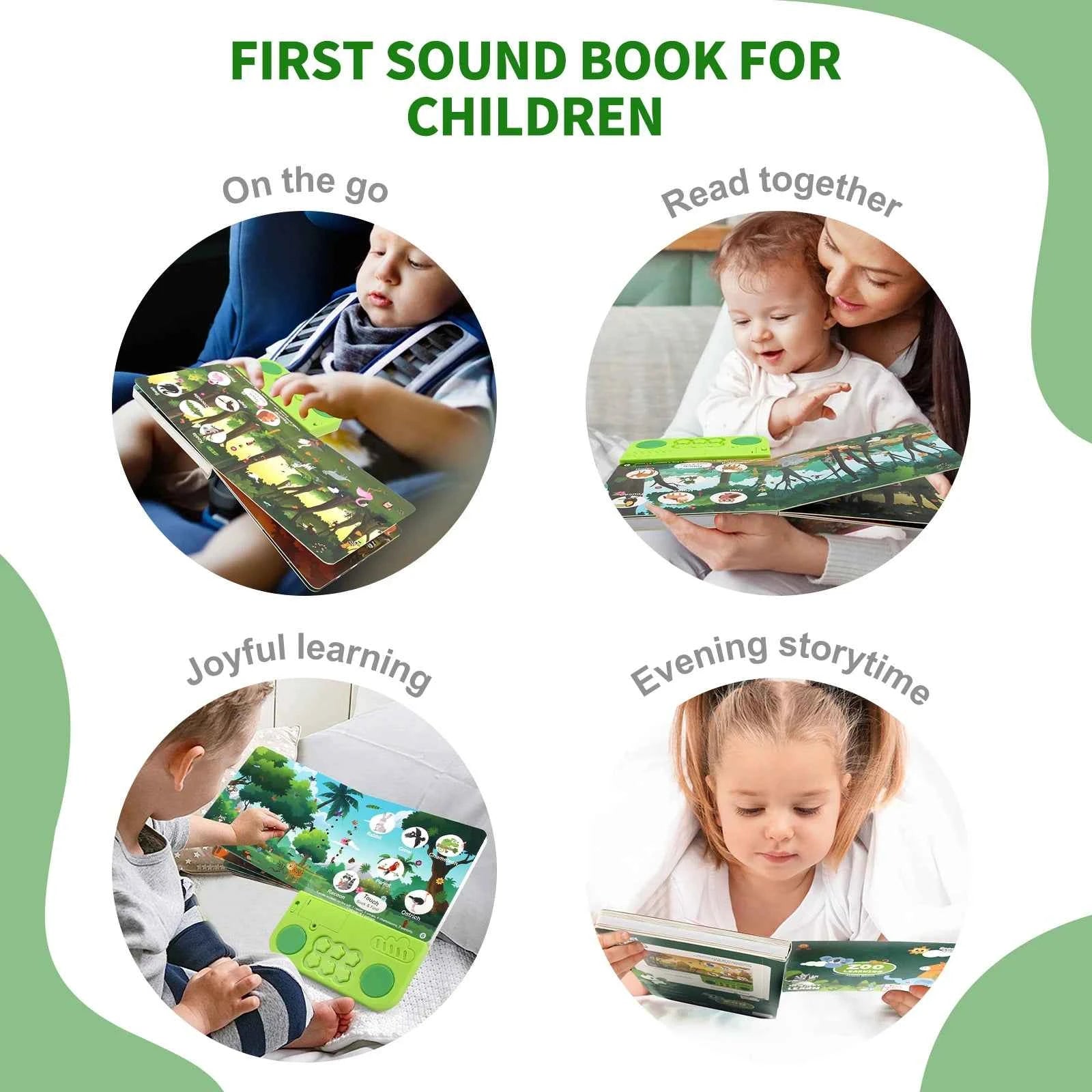 Kids Interactive Audio Books with Melody & Lights - Educational Pre-school Toys with Drum Sounds and Animal Themes