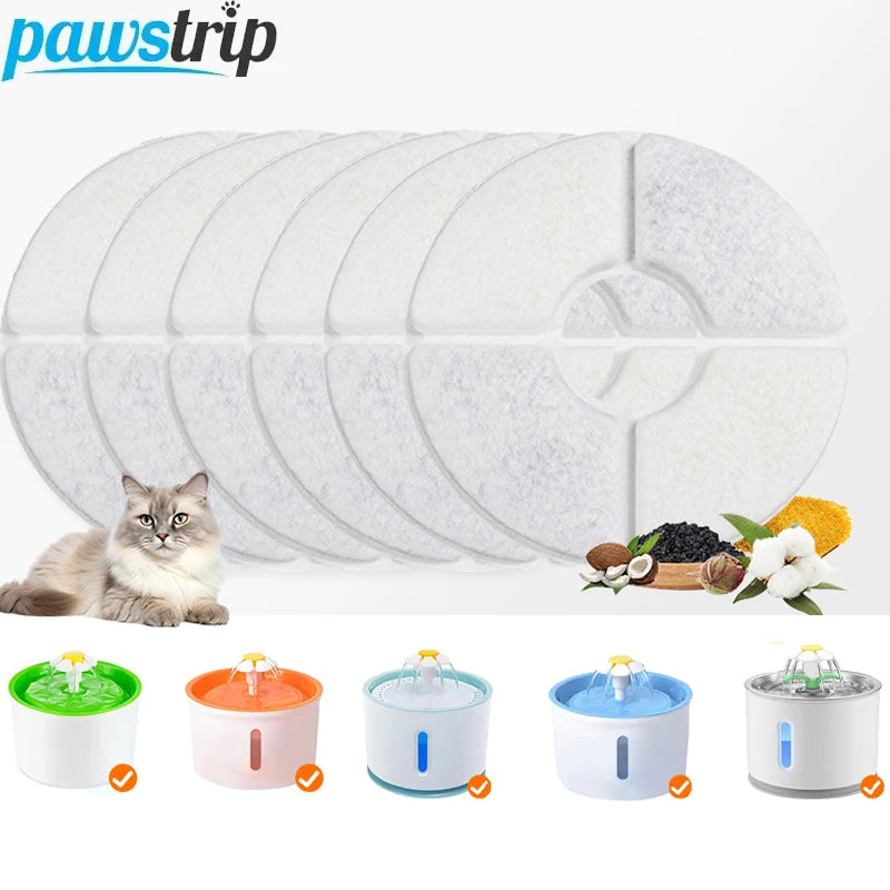 6/10PCs Cat Water Fountain Filters Round Replacement Activated Carbon Filter for Cat Dog Water Drinking Fountain Cat Accessories