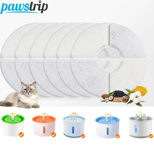 6/10PCs Cat Water Fountain Filters Round Replacement Activated Carbon Filter for Cat Dog Water Drinking Fountain Cat Accessories