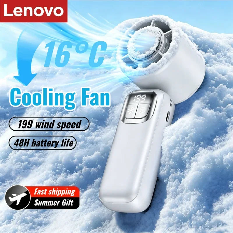 Lenovo Handheld Ventilator 199 Hoge Snelheid Koeling Ice Cooler Oplaadbaar USB Borstelloze Motor Turbo Jet Fan voor Buiten Reizen Kantoor