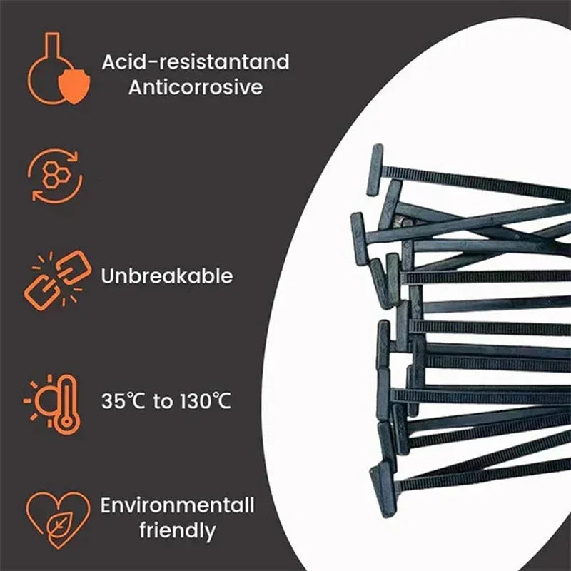Self-locking Universal Nylon Cable Tie Buckle Heavy Duty Zip Ties with Pin & Button Car Daily Repair Fastening Strap