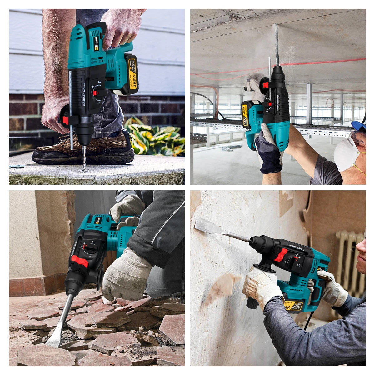 Gisam 1680W Borstelloze Elektrische Boorhamer 26MM Snoerloze Roterende Klophamer Houtbewerkingsgereedschap voor Makita 18V Accu
