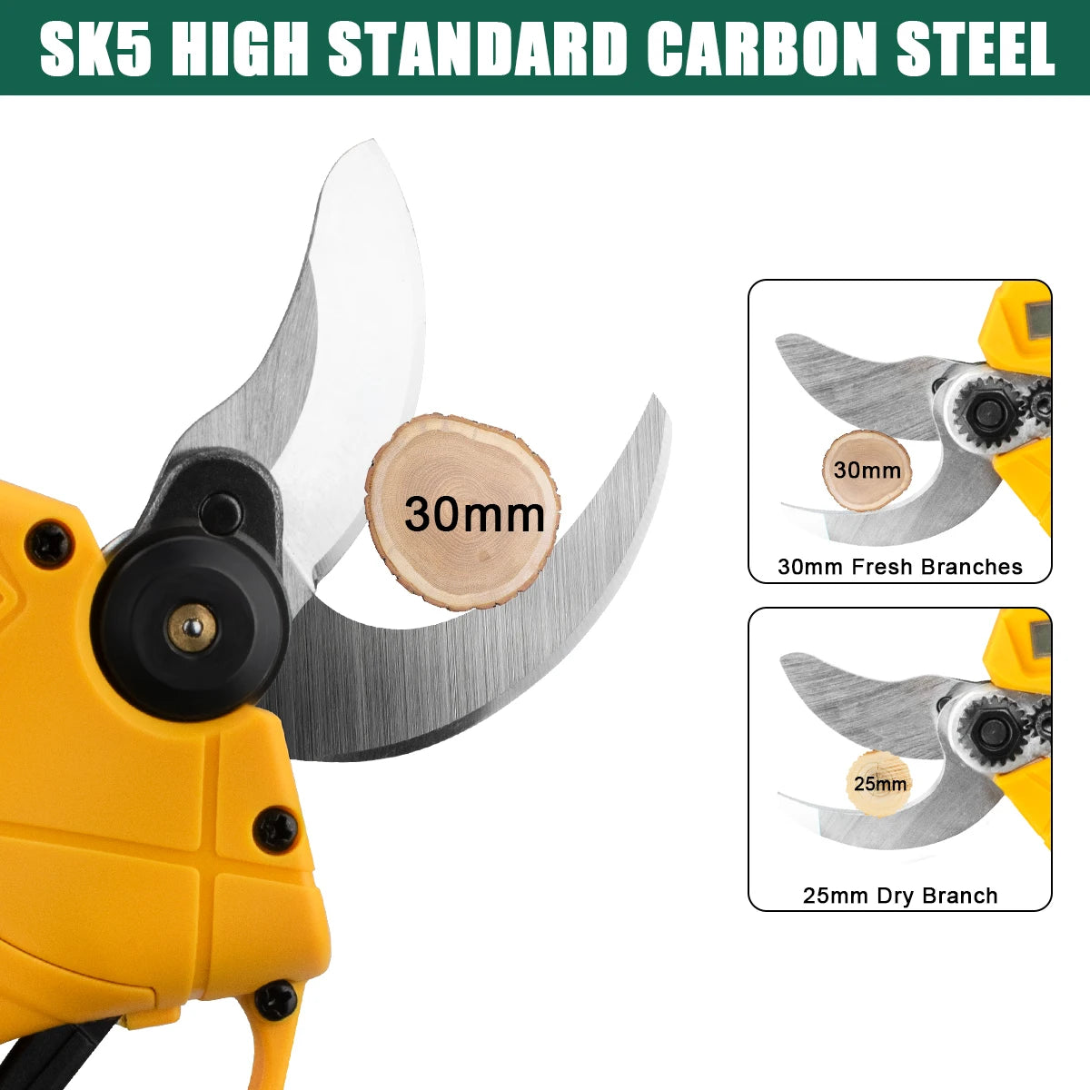 Sécateur électrique sans balais 30 mm, coupe-branches efficace pour arbres fruitiers, bonsaï et aménagement paysager, compatible avec batterie Makita 18 V