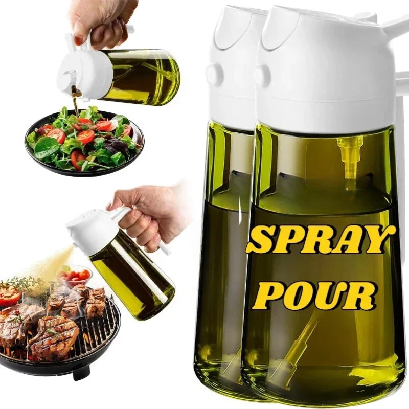 Oil Sprayer for Cooking Oil Spray Bottle 2-in-1 Olive Oil Dispenser Sprayer Kitchen Items and Accessories Camping Tool Spice Jar