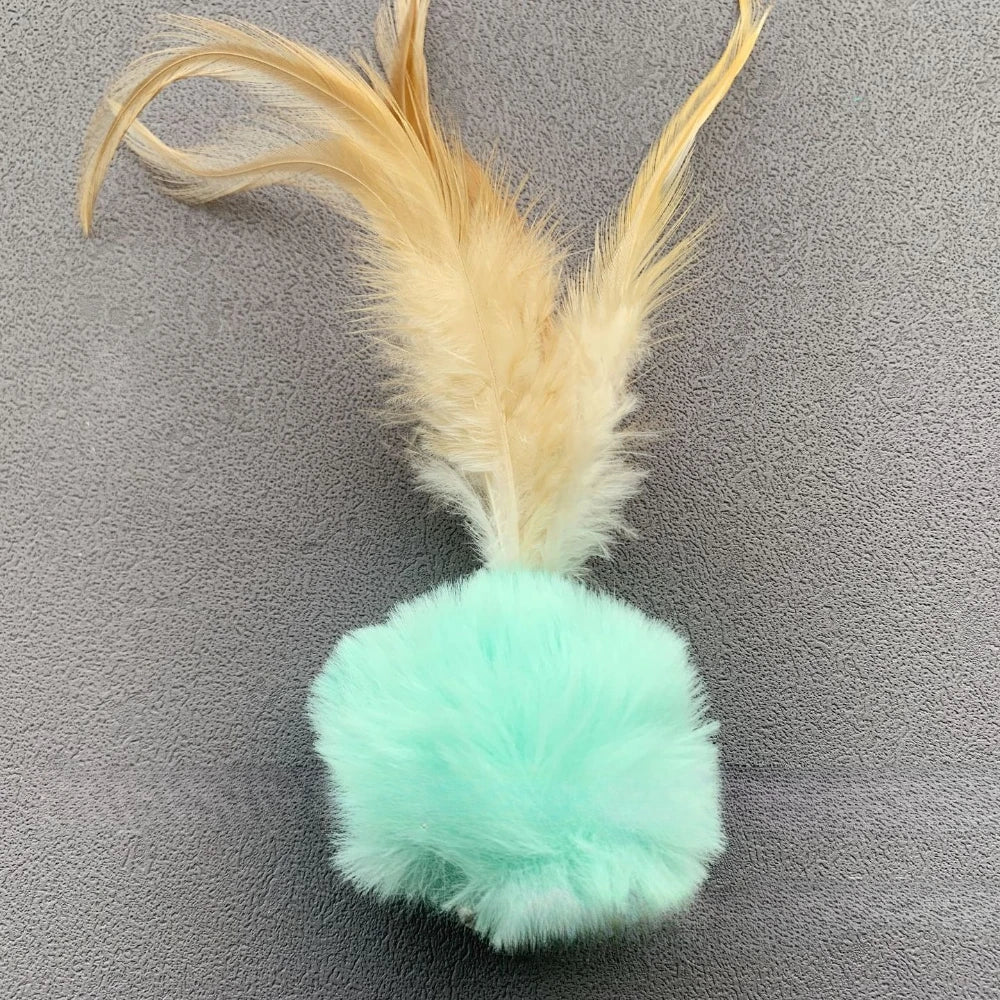 2 jouets pour chat en forme de bâton plume et balle en peluche, couleurs aléatoires, têtes interchangeables, jouet interactif pour chaton