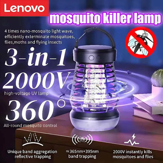 Lenovo USB Mosquito Killer Lamp Insect Fly Trap Camp Lantern Rechargeable Electric Mosquito Swatter Outdoor Fly Killer Repellent