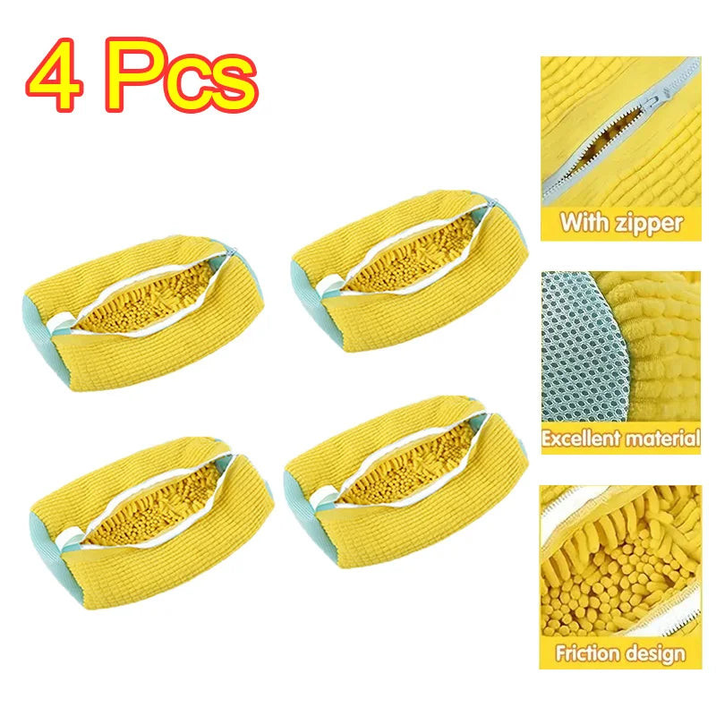 1-6PCS Shoe Washing Bag Washing Machine Laundry Bags with Zipper Closure Shoes Cleaning Bag Shoes Laundry Fluffy Fibers Sneaker