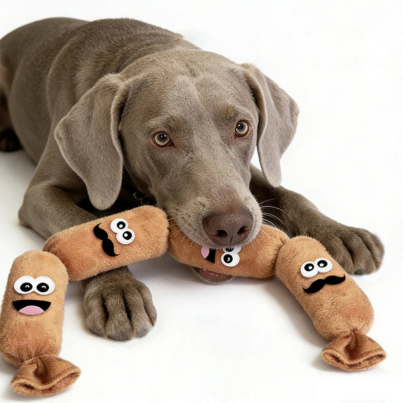 Simulated Dog Sausage Toy Interactive Pet Dog Plush Toy with BB Squeaker Bite-resistant Funny Puppy Self-Play Toy Pet Supplies