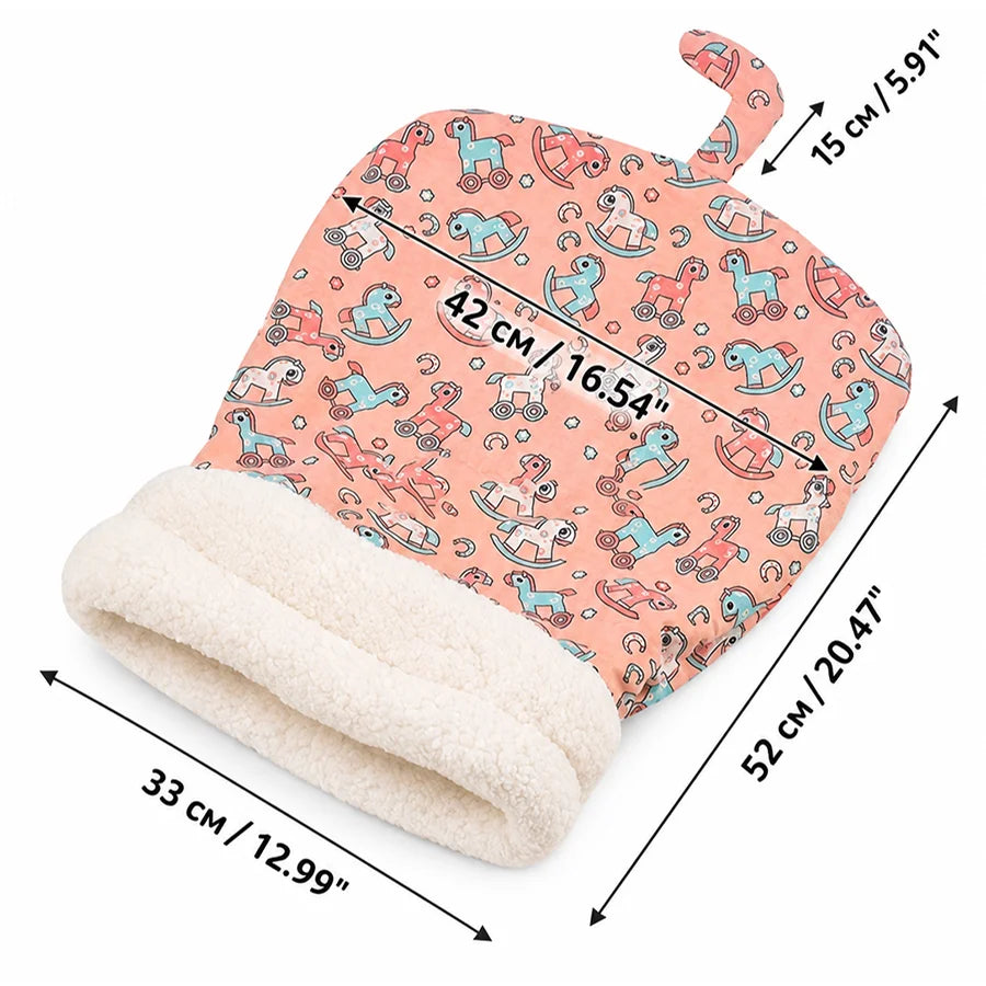Cat Bed with Soft Fuzzy Lining Semi-Enclosed Winter Cave for Cats Small Dogs Semi-Enclosed Winter Sleeping Kitten Bed