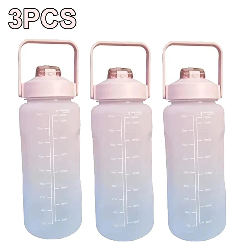 Water Bottle 2 Liter Stay Hydrated Motivated Leakproof Plastic Sport Bottle Reminder Times Sports Outdoor Fitness Office Indoor