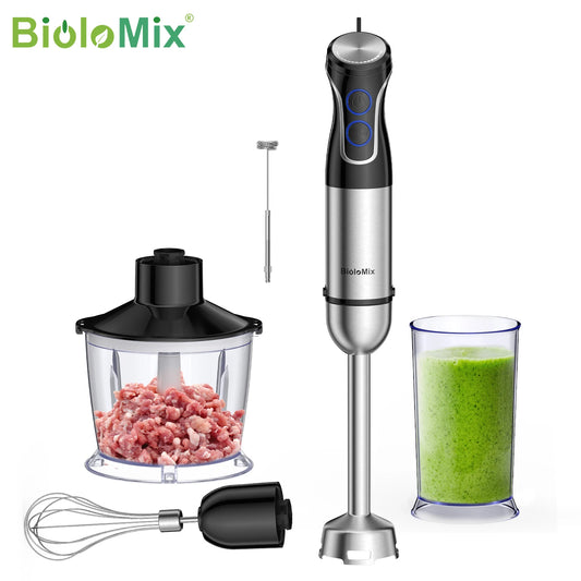 BioloMix 1500W Immersion Hand Blender 5-in-1 with 304 Stainless Steel Blade for Pureeing Smoothies And Baby Food