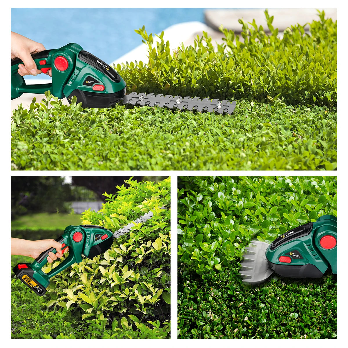 Taille-haies électrique 2 en 1 Gisam, 20 000 tr/min, tondeuse à gazon portative domestique, cisaille de jardin, outil électrique pour batterie Makita 18 V