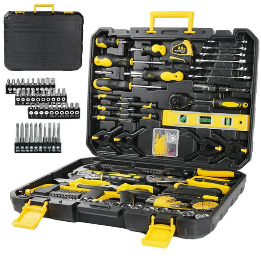 158PCS Socket Wrench Set,Auto Repair Tool Kit with Plastic Toolbox, Combination Ratchet Spanner&Mixed Hand Tools for Car Repair - Quality Shopping Centre