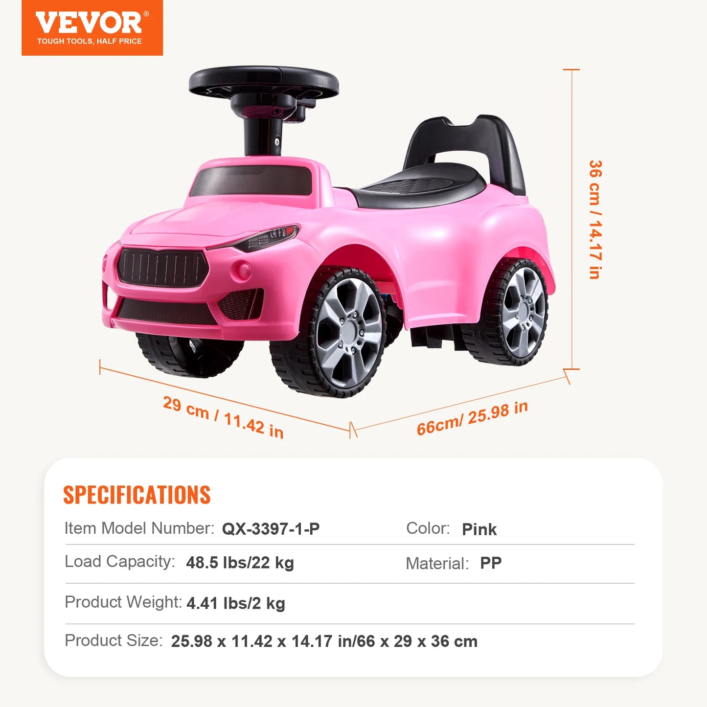 SucceBuy White/Pink Ride On Push Car Classic Sports Toy for Toddlers with Music Steering Wheel - Quality Shopping Centre