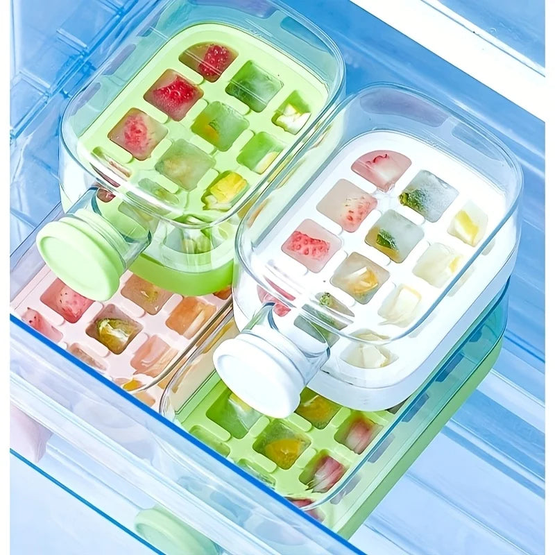 Ice Cube Tray With Straw Food-grade 2-in-1 Ice-make Pressing Mould Ice Drink Bottle Silicone Ice Cube Tray Outdoor Beverage Cup