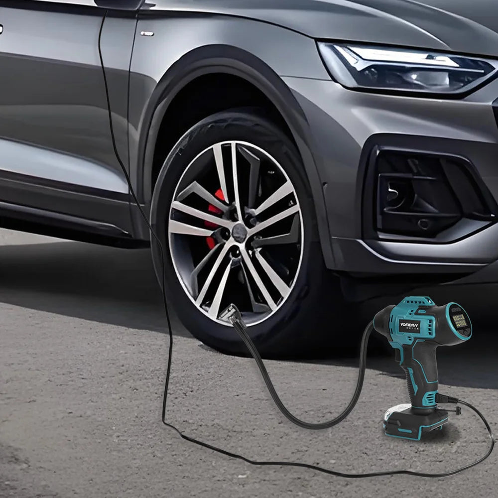 YOFIDRA Inflatable Electric Air Pump Digital Display Car Tire Inflator Automatic Air Inflator Power Tool For Makita Battery Pin