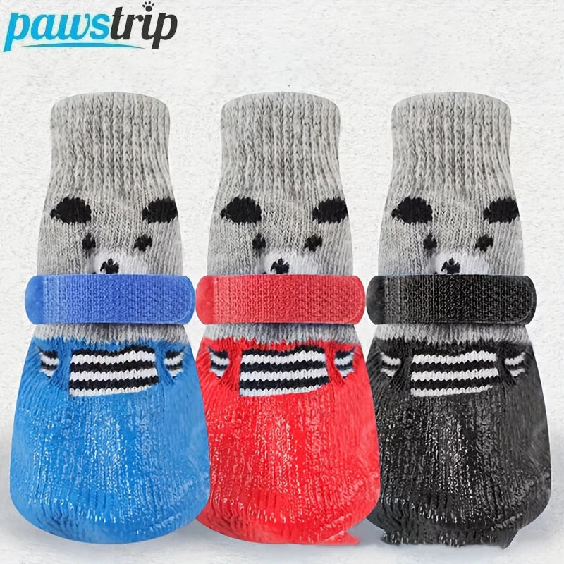4pcs/lot Pet Dog Shoes Socks Anti-Slip Puppy Socks Warm Dog Boots Pet Paw Protectors for Small Dogs Pet Supplies