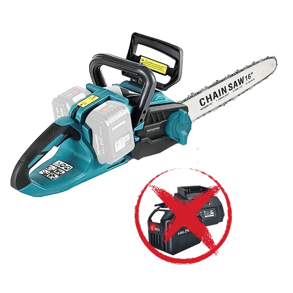 16-inch borstelloze snoerloze elektrische kettingzaag, oplaadbaar houtbewerkingsgereedschap voor boomgaardtakken, draagbare zaag voor Makita-accu