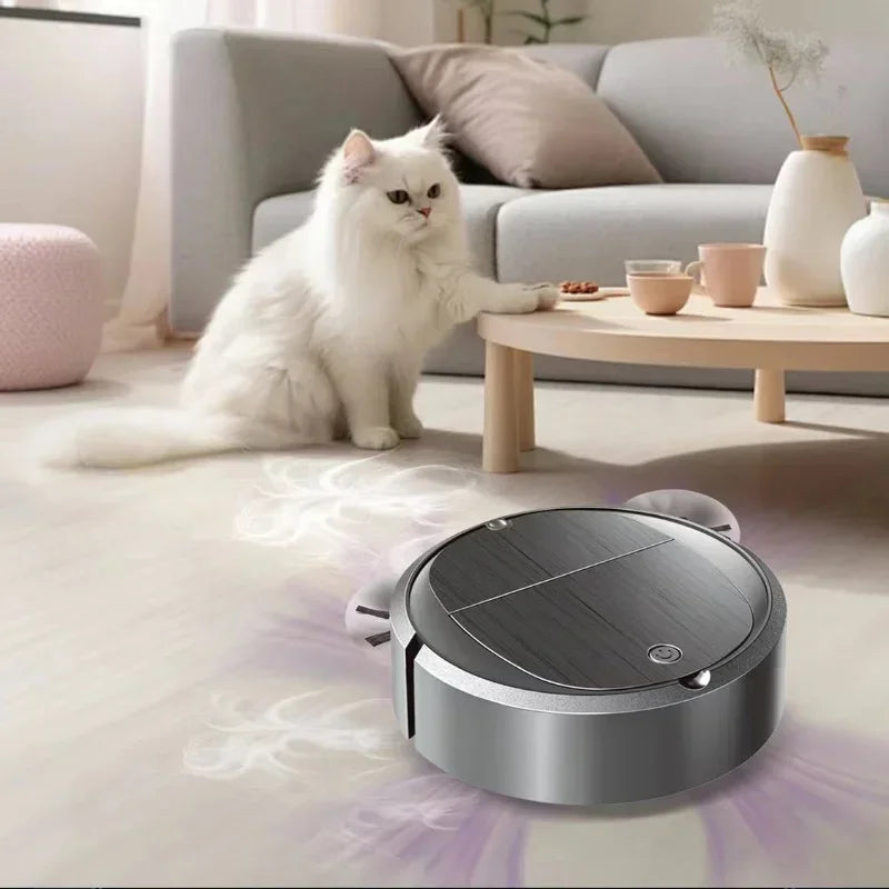 Automatische robotstofzuiger met lange batterijduur, draagbare mini-huishoudstofzuiger, USB-oplaadbaar, 3-in-1 nat en droog veegapparaat