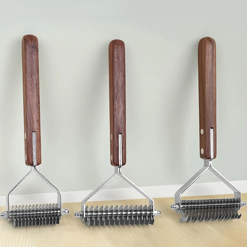 Stainless Steel Pet Knotting Comb Double-side Dog Hair Remover Wooden Handle Pet Deshedding Brush for Dogs Cats Dog Accessories