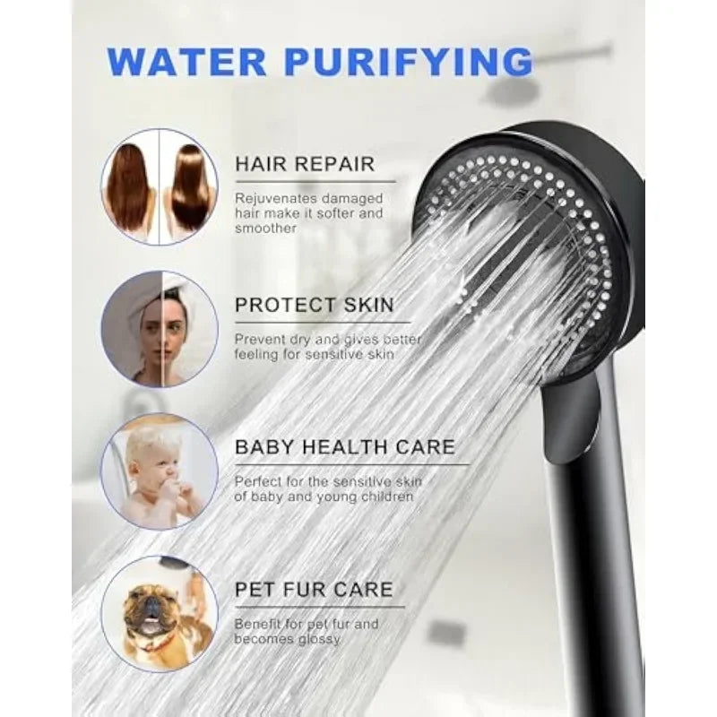 5 Modes Shower Head High Pressure Shower Head Water Saving  Adjustable High Pressure Shower Head Set Bathroom Accessories
