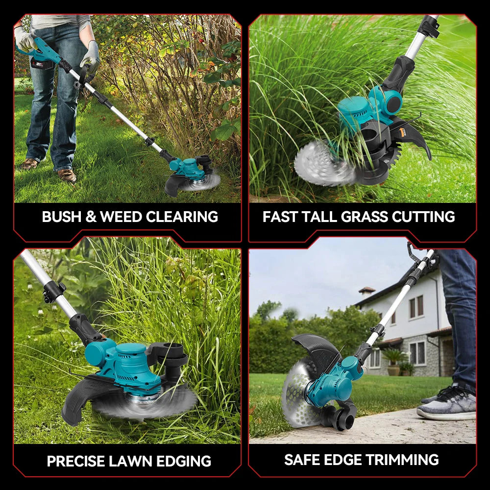 ONEVAN 9inch Brushless Electric Lawn Mower 36000RPM Grass Trimmer Foldable Cutter Garden Power Tool For Makita 18V Battery Pin
