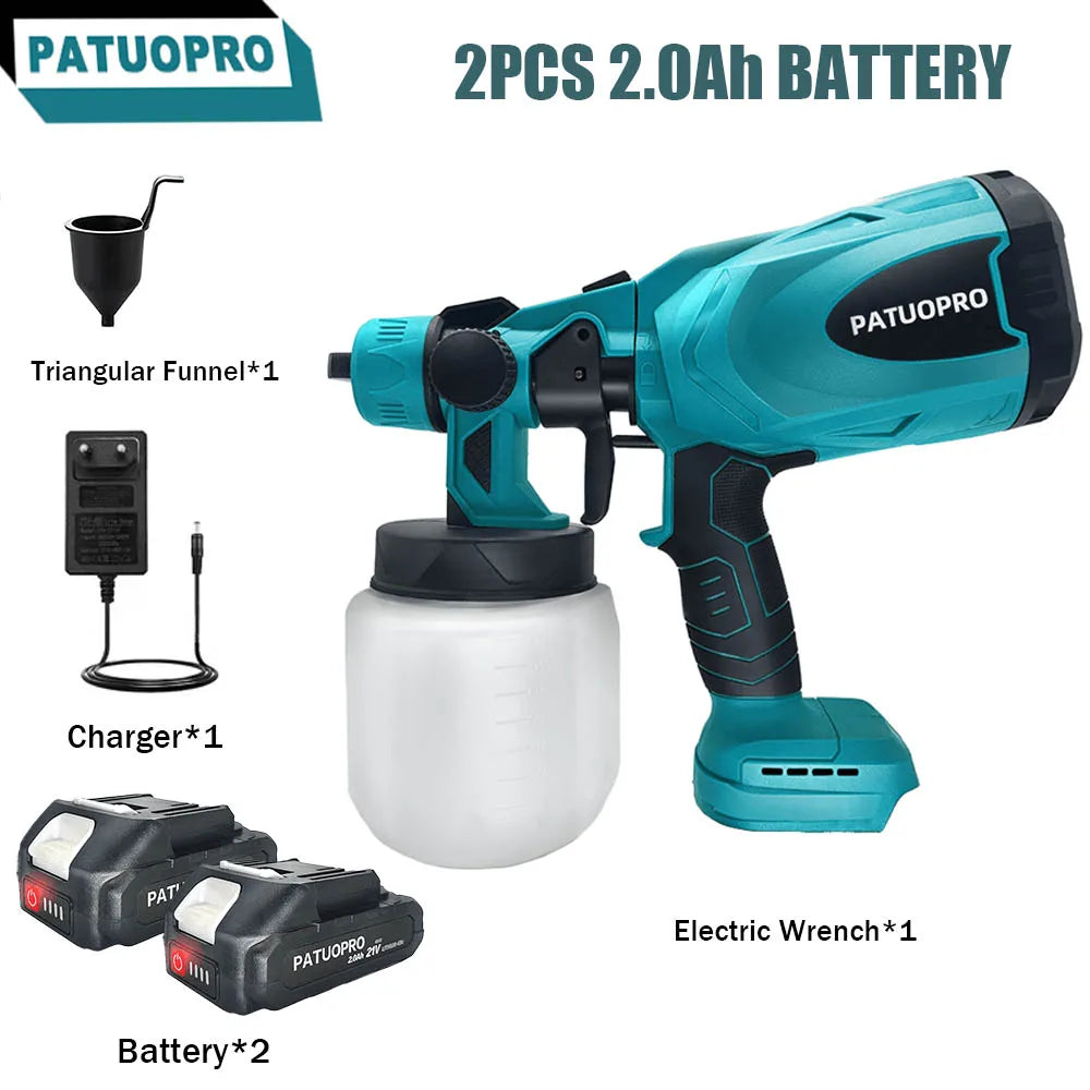 Electric Spray Gun Cordless Paint Sprayer for Auto Furniture Steel Coating - Cordless Electric Spray Gun Compatible with Makita 18V Battery (No Battery Included) - Quality Shopping Centre