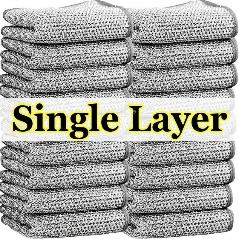Cotton Kitchen Dishclothmetal Cleaning Cloth Home Cleaning Cloth Multifunctional Non-Scratch Wire Dishcloth Kitchen Supplies