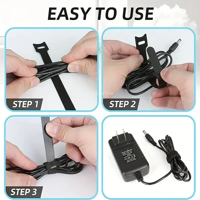 Releasable Cable Ties Cable Strap Wire Arrangement Black Nylon Hook Loop Straps Wrap Zip Bundle Bandage Tie Plastics Fastenin