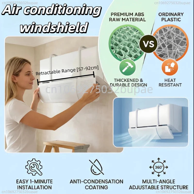 Air Conditioning Wind Shield Anti Direct Blowing Scalable Adjustable Wind Guide Cover Outlet Baffle Windshield Dust Cover